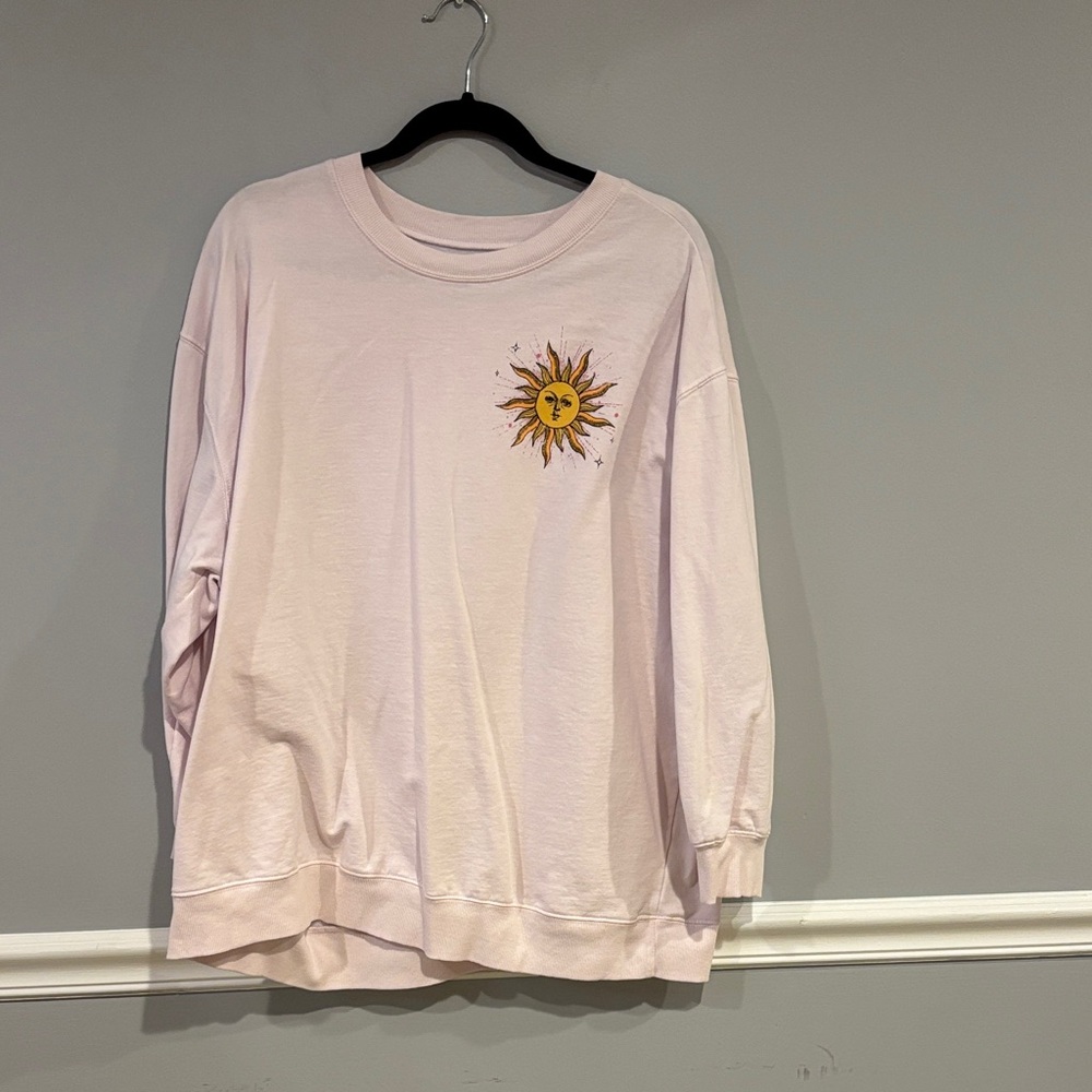 Rebellious One Light Pink Sun Graphic Sweatshirt